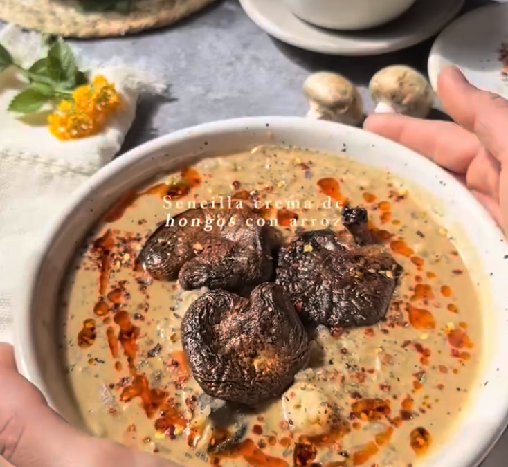 Crema de Hongos con Arroz
